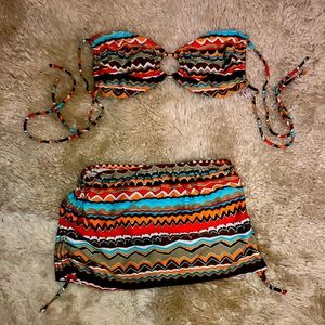 Lulifama XL swim bikini top with small swim skirt